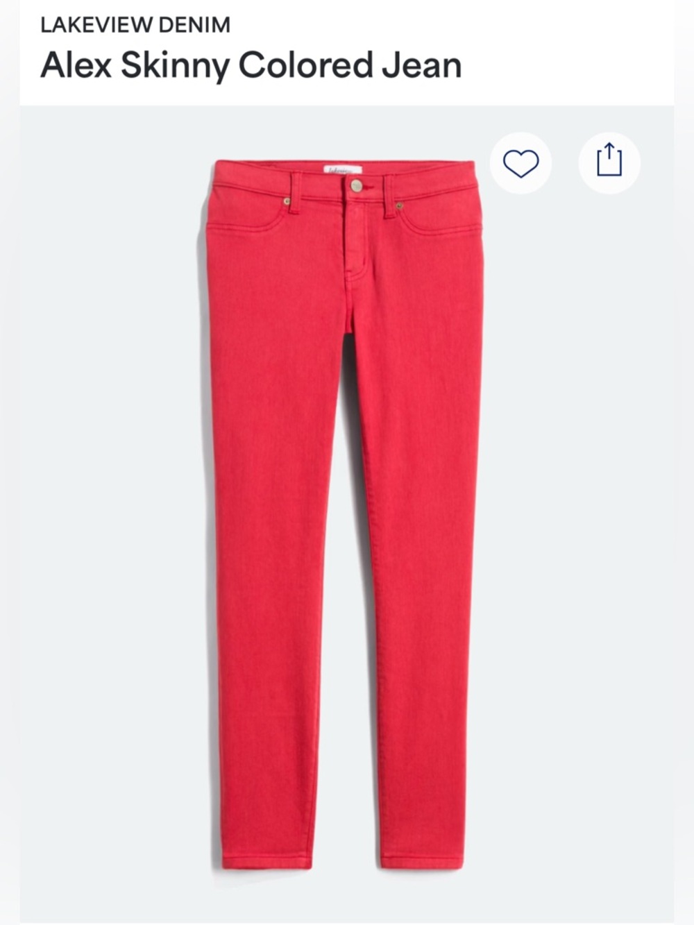 Lakeview Denim. Alex Skinny Colored Jean. Size 25.